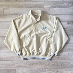 UCLA BRUINS Embroidered 1/4 Zip Pullover Windbreaker Jacket Cream