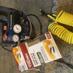 110 Psi Little Pancake Carpentry Air Compresor  W Bran New Air hose 