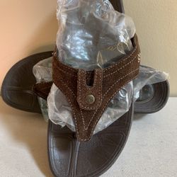 Skechers Womens Size 7 Tone Up Brown Leather Thongs Sandals Flip Flops