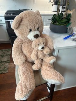 Large teddy bear and baby bear