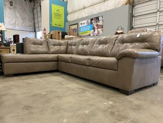Grey Leather Sectional