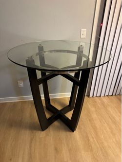 42" Glass Top Bar Height Table with Solid Base
