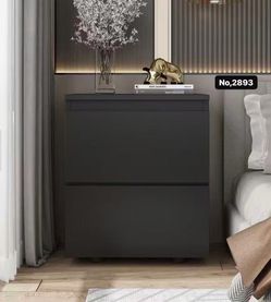 2-Drawer Wood Grain Bedroom Nightstand Side Table Bedside Table ,Black
