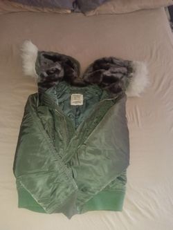 Green Military Flight Jacket with Fur Hood