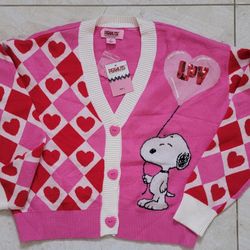 Peanuts Snoopy Valentine Cardigan – Size S – BRAND NEW with Tags! 
