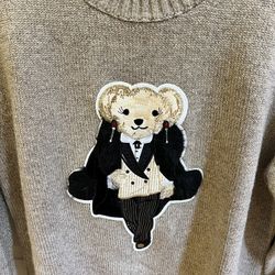 Knitted Polo Bear Sweater - Size Small