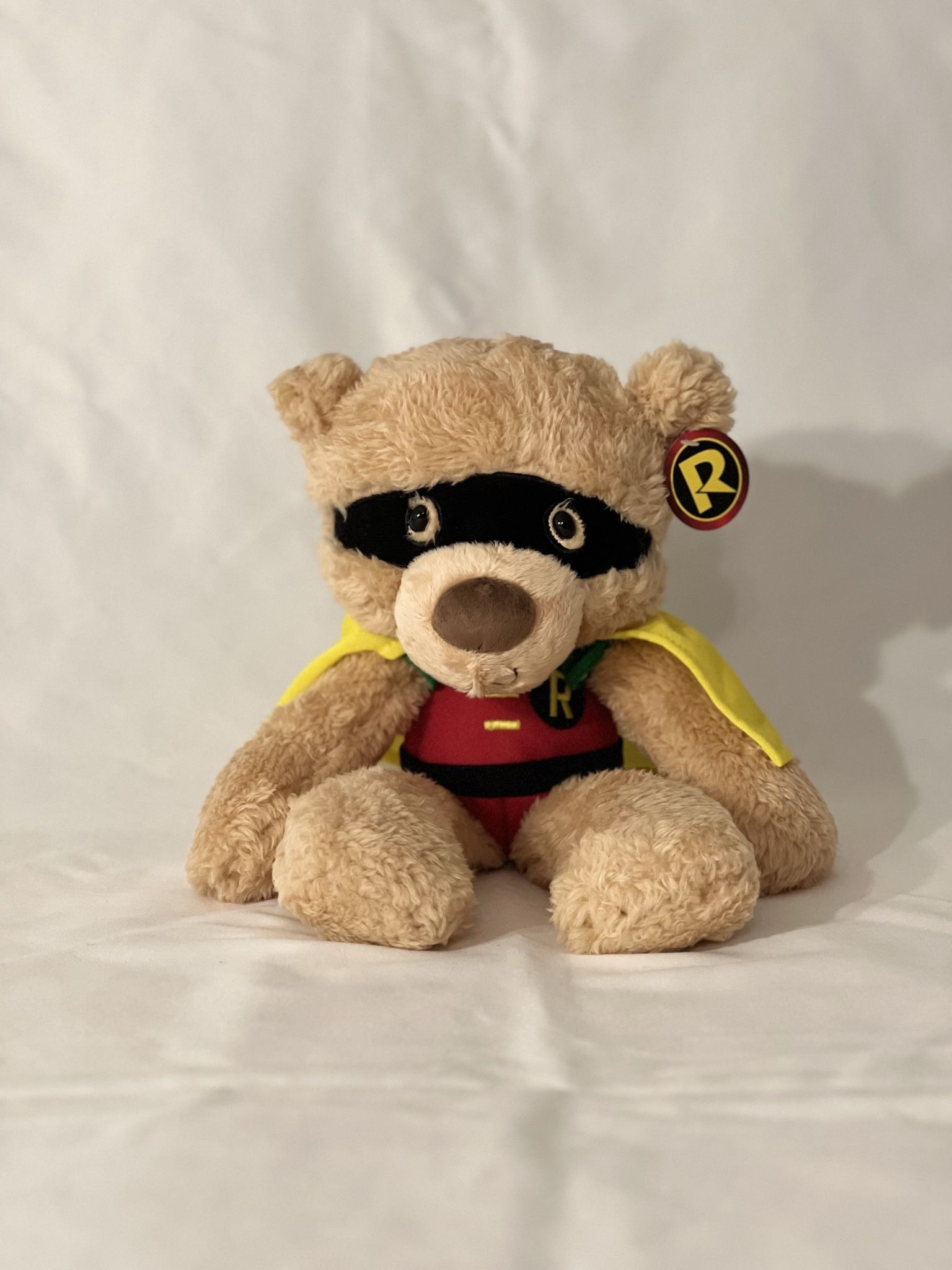 NWT GUND DC Comics Robin Fuzzy Teddy Bear Stuffed Animal Plush, Beige, 14"