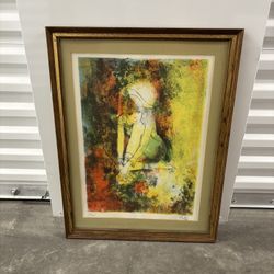 Vintage Mid Century 1963 Jean Babtiste Valadie Original, Lady, Lithograph, Print, Framed, Signed And Numbered By Artist