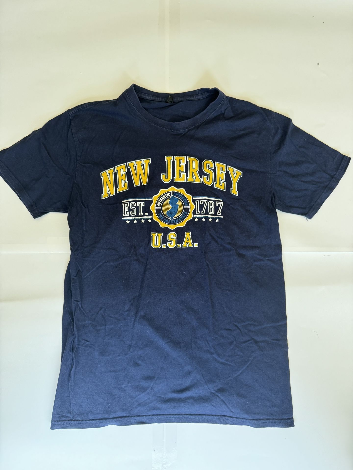 Mens New Jersey Navy Blue Cotton Tee Shirt Size Small