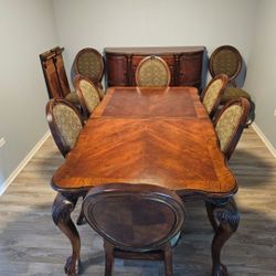 Large Luxury Dining Room Set (Storage Cabinet Included)