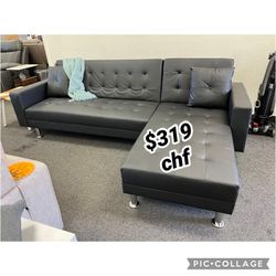 Black Reversible Sectional Sofa Bed  // Black Friday Sale !