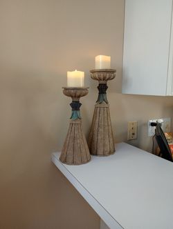 Set Of 2 Quality Composite Candle Holders