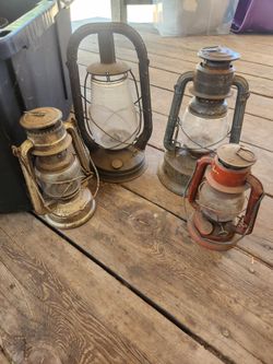 4 old oil railroad Lanterns