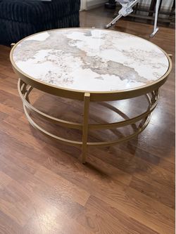 Modern Round Faux Marble Coffee Table