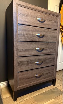 5-Drawer Chest Dresser Dark Gray Wood