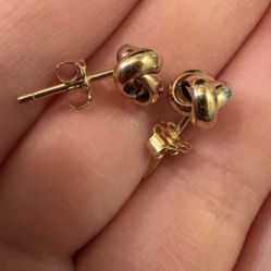 14K Yellow Gold Italy Love Knot Stud Earrings — Solid Gold Polished