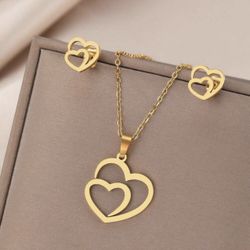 18 K gold plated stainless steel necklace and earring set 