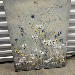 Flower Painted Canvas Wall Decor