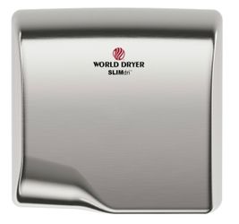 WORLD DRYER® L-973A SLIMdri® Hand Dryer – Automatic Brushed Stainless Steel Universal Voltage Surface-Mounted ADA Compliant