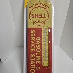 Shell Gasoline & Service Station Thermometer Metal Sign. 