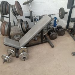 Weights.....     Bench.... Hexes...all....for....600 Cash....2...45s...2...35s.....4....25s...plates...10s....and So On...was In Pic....