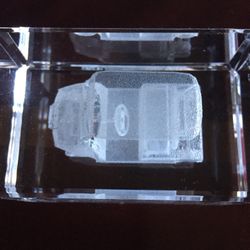 3D Golf Car crystal laser cut etched cube paper weight gift 