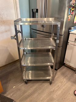 Stainless steel 4 shelf cart for kitchen garage laundry
