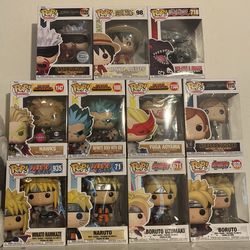Funko Pop Anime Lot Naruto Boruto Jujutsu Kaisen One Piece MHA Yu-Gi-Oh 11 Figures