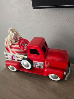 New 12" Holiday  Red Metal Truck Decor