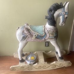 Beautiful, Solid Wood Rocker Even Adult To Get On , Tail Missing But You Could Put A Long Wig