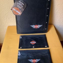 Harley-Davidson 3-Ring Zippered Binder and Two Pen & Pencil Zippered Pouches By Mead