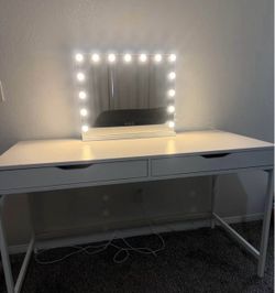 IKEA desk with vanity mirror