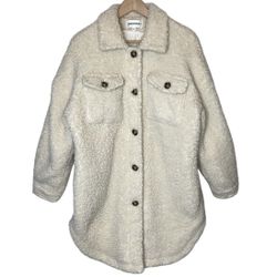 Vigoss Women’s Cream Sherpa Teddy Coat Jacket Size Large