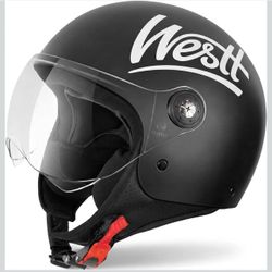 Westt 3/4 Open Face Motorcycle Helmet With Clean Visor - DOT Approved Vintage Size Small 