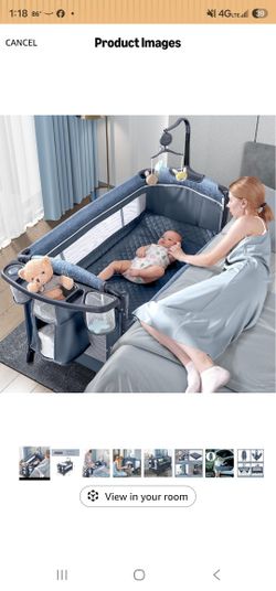 BabyBond Baby Bassinet Bedside Crib, Pack and Play with Sheet, Diaper Changing Table and Music Mobile from Newborn Toddlers, Portable Large Playard