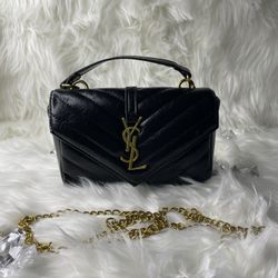 Black Purse With Gold Chain $110
