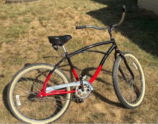Beach Cruiser Bicycle Black and Red 26”