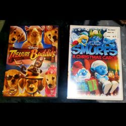 Kids Dvds - Smurfs Christmas Carol / Treasure Buddies & Spooky Buddies 