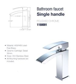 New Bathroom Faucet Chrome Finish 1150091