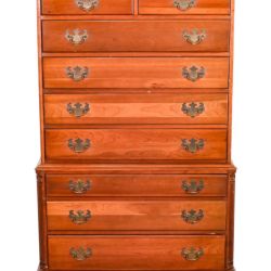 Vintage Hand Carved Carved Cherry Highboy Dresser  