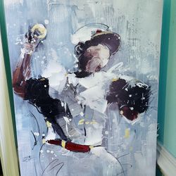 The Spring Shop Wall Art Decoration Baseball Player On Canvas.  