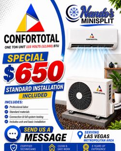 Mini split Confortotal one ton unit 115volt