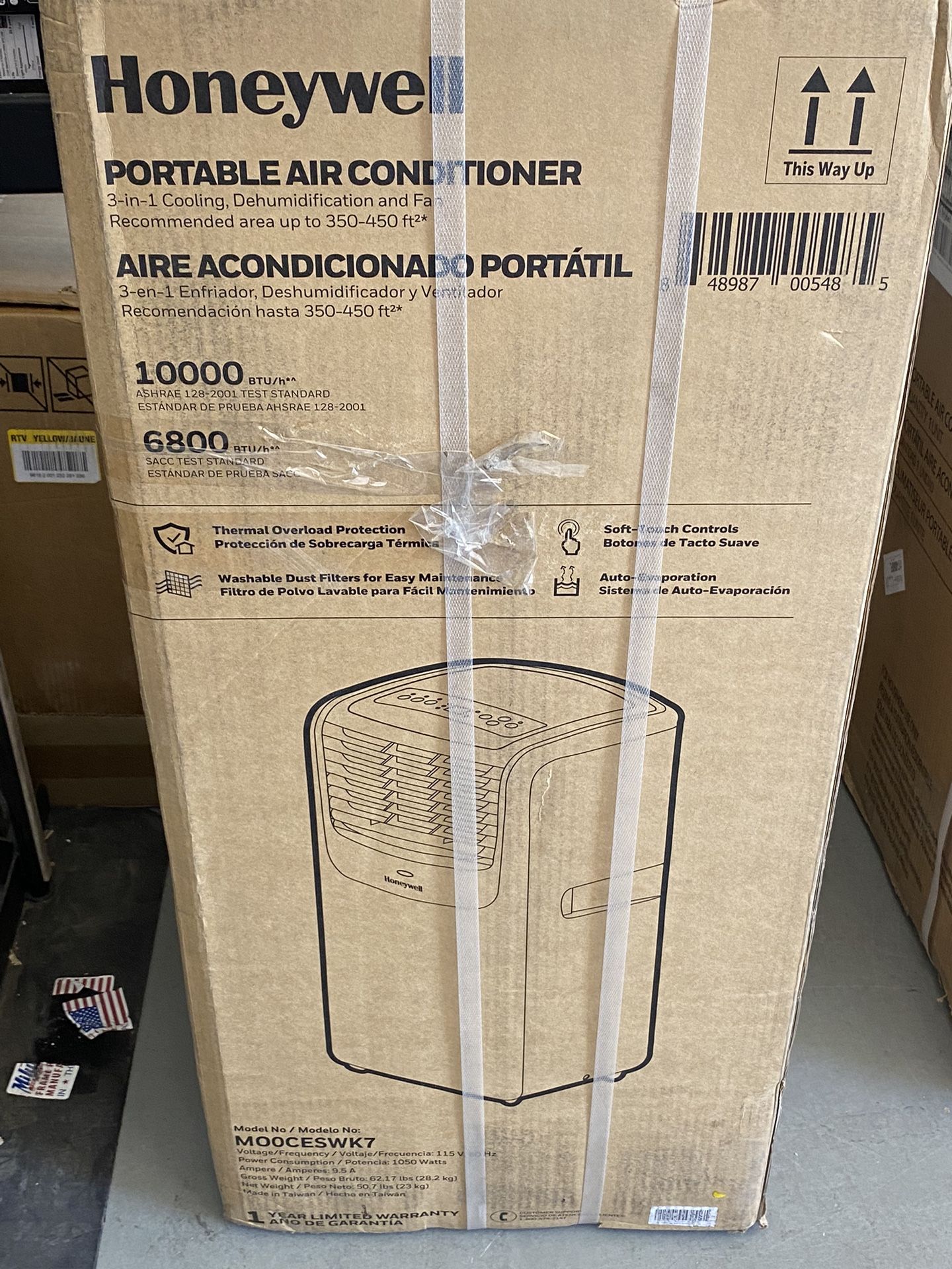 Honeywell 10,000 BTU Portable Air Conditioner Cools 450 Sq. Ft. with Dehumidifier and Fan in White