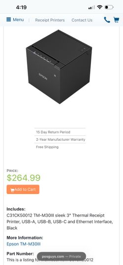 Epson TM-M30III Thermal Receipt Printer