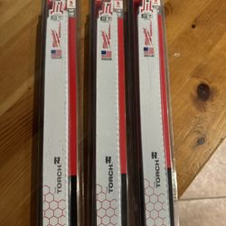 New Milwaukee 12 in. 18 TPI TORCH Medium Metal Cutting SAWZALL Reciprocating Saw Blades (5-Pack)$18 Each I Have 3 Total 