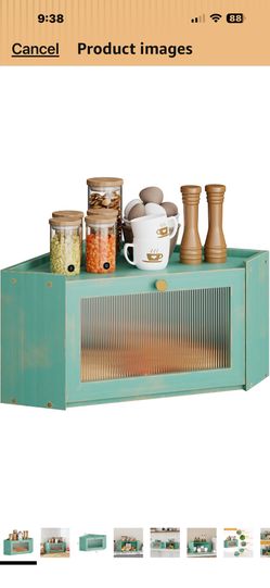 Corner Bamboo Bread Box for Kitchen Counter Large Capacity Rustic Bread Storage Container with Wavy Arcylic Transparent Door Vintage Storage for Homem