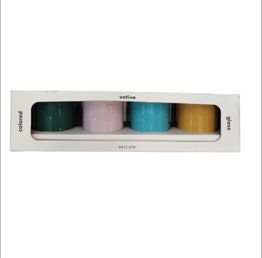 West Elm Set of 4 Colored Glass Votive Candle Holders