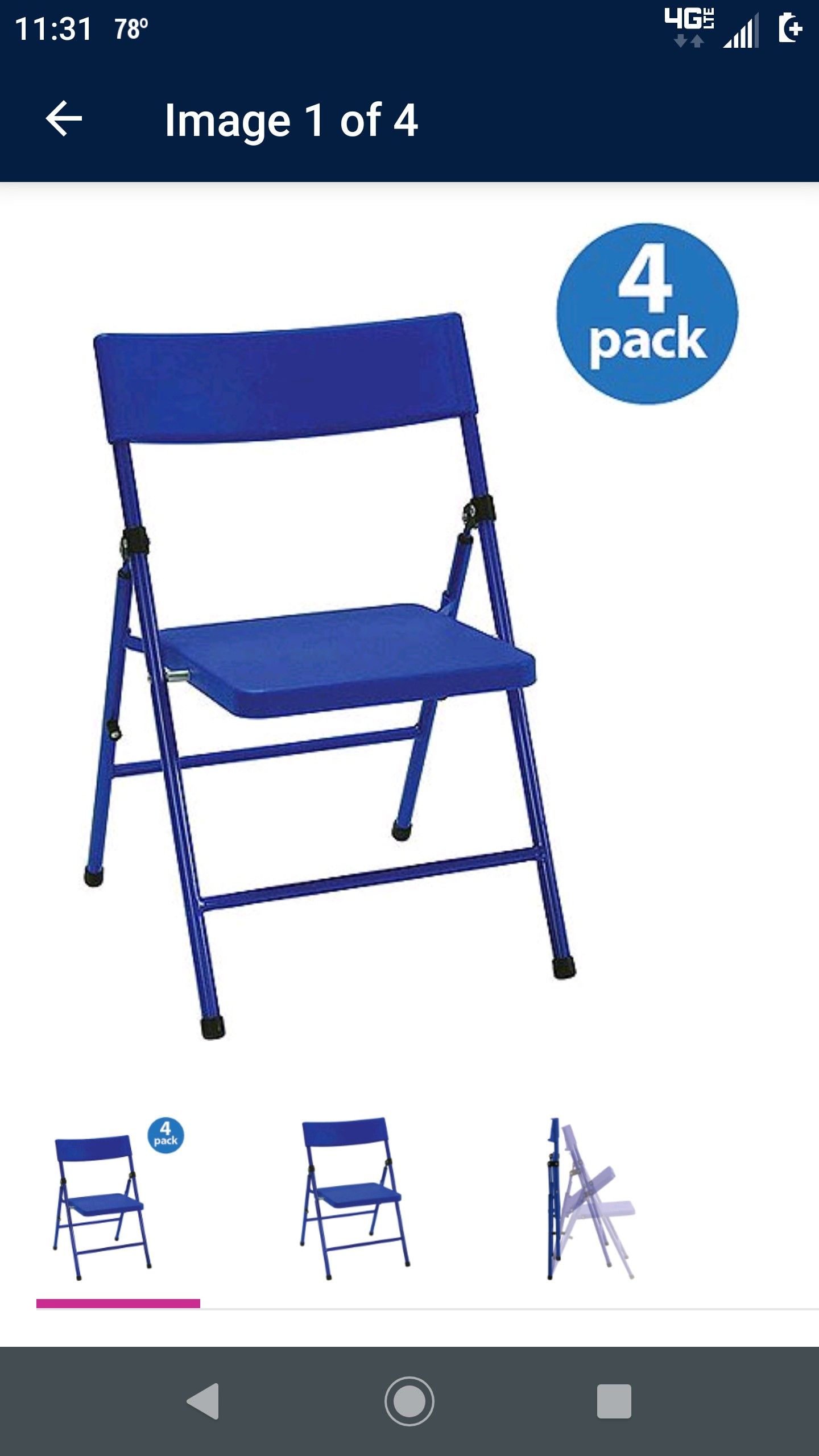 Blue Kids Folding Chairs (4 pack)