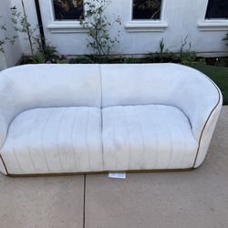 White  Modern Couch Gold Trim