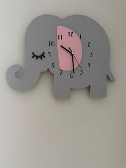Elephant Shaped Kids Wall Clock